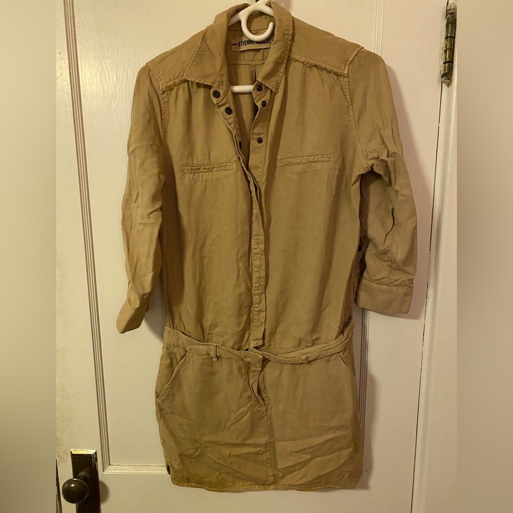 Chic Tan Mini Shirt Dress